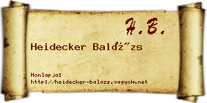 Heidecker Balázs névjegykártya